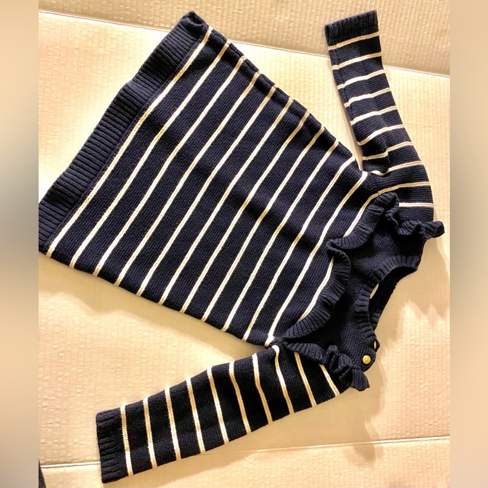 GAP baby girl navy striped knit sweater dress size 18-24 months. Like new.